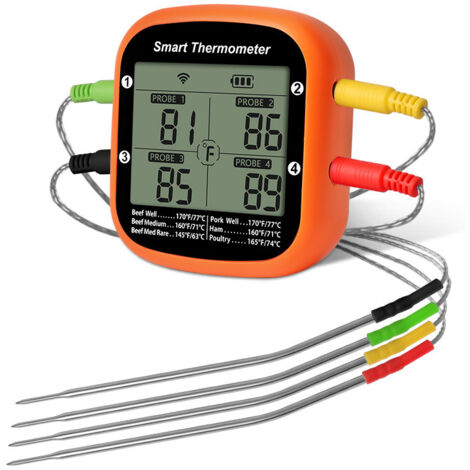 Thermomètre de Barbecue et Cuisine -50300℃, Thermomètre à Quatre Aiguilles pour Viande, Grillades et Cuisson Extérieure (1/2)