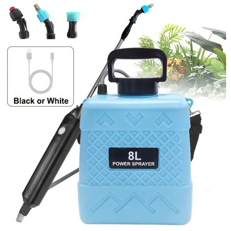 Pulvérisateur Électrique Rechargeable USB 8L – Pulvérisateur à Bandoulière avec Batterie Lithium, Lance Extensible et 3 Buses Réglables