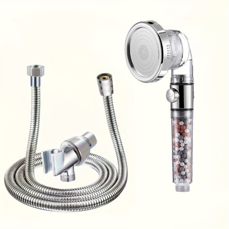 Pommeau de Douche à Large Débit avec Ionisation Négative – 3 Modes et Bouton Stop (1/4)