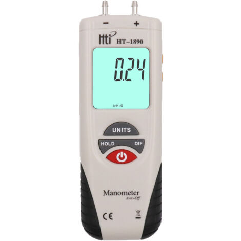 Manomètre Numérique Haute Précision 2 Ports  Testeur de Pression d'Air et de Gaz, Jauge Différentielle avec Grand Écran Rétroéclairé pour Mesure Précise