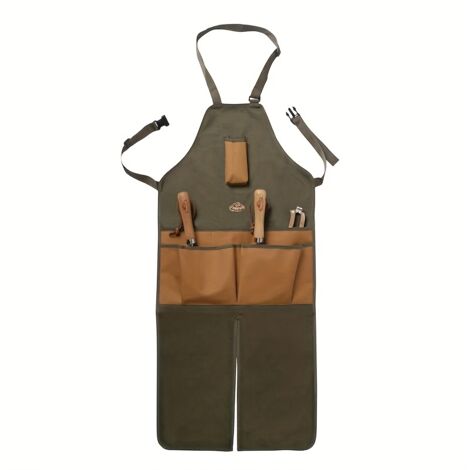 Tablier de jardinage en tissu Oxford multi-poches à poches colorées avec jambe allongée pour l'entretien et la récolte des plantes (1/5)