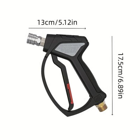 Pistolet à Eau Haute Pression avec Tuyau 14mm et Buse 1/4" – Nettoyeur Portable 5 Modes pour Voiture, Allée, Jardin, Connecteur M22 (1/4)