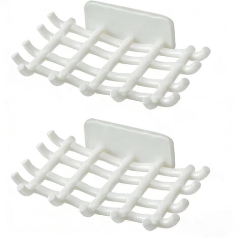 Boîte à savon murale sans perçage – 2 pièces, grille de drainage multifonction pour salle de bain et douche, style moderne minimaliste (1/4)