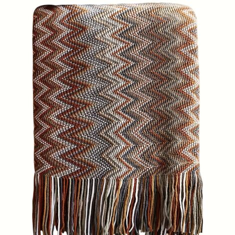 Couverture Bohème à Pompons – Jeté Polyvalent pour Canapé et Lit (1/4)