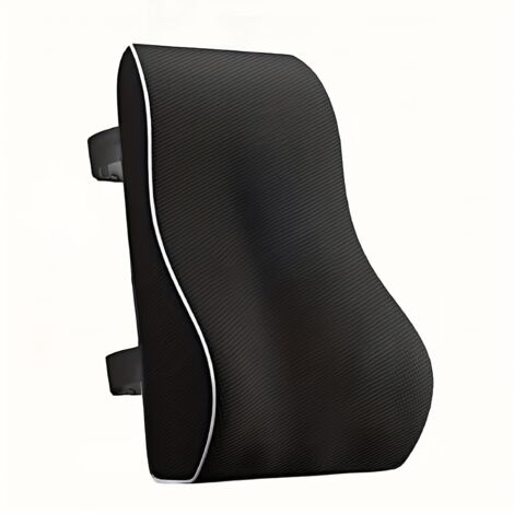 Coussin Lombaire Ergonomique en Mousse à Mémoire de Forme – Soutien Confortable pour Chaise de Bureau et Voiture, Noir (1/4)