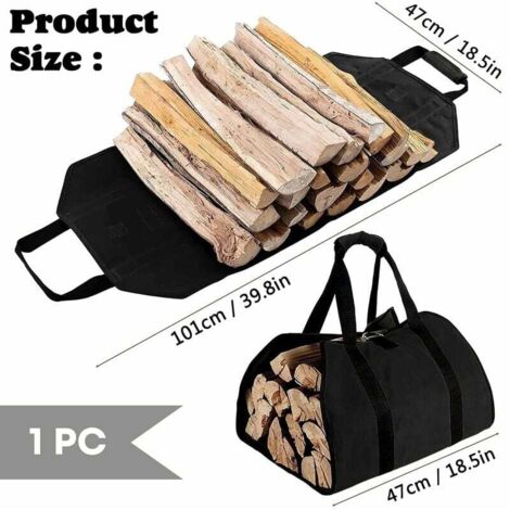 Panier à Bois De Chauffage En Feutre - Sac De Transport Pliable, Avec Poignées Bois - Pour Cheminée, Rangement Intérieur