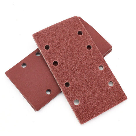 40 PCS Papier de Verre, 93 x 185 mm Feuilles Abrasives pour Ponceuse Vibrante 8 Trous Assorted P40, P60, P80, P100 Grit (1/4)