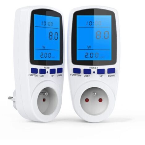 Prise Compteur d'Énergie, Consommation d'Énergie Mètre Wattmètre avec 7 Mode, Prise Consommation Electrique pour Économie d'Energie, Surcharges de Protection, 3680W MAX (2 Packs) (1/4)