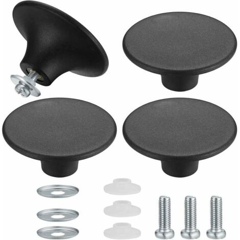4 Pièces Boutons de Couvercle de Casserole, Boutons de Couvercle de Pot, Poignée Casserole Universelle de Cuisine en Acier Inoxydable Résistant - Noir