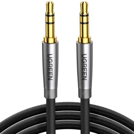 Câble Audio Jack 3.5mm Mâle en Nylon Tressé Stéréo Câble Aux Voiture Compatible avec iPhone 6S iPad iPod PC Manette PS5 Casque Chaîne HiFi Autoradio Barre de Son (1M) (1/4)