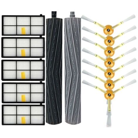 Pièces de rechange iRobot Roomba pour accessoires Roomba série 800 900 960 980 890 805 880, 5 filtres Roomba, 7 brosses de remplacement Roomba, 2 jeux de brosses en caoutchouc multi-surfaces iRobot Pa (1/4)