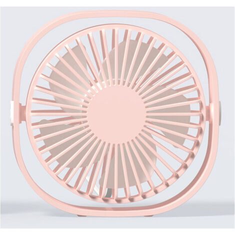 Petit ventilateur USB portable silencieux alimenté par USB uniquement (sans batterie), refroidissement, 3 vitesses, réglable, pivotant à 360°, pour la maison, le bureau, la chambre, Rose