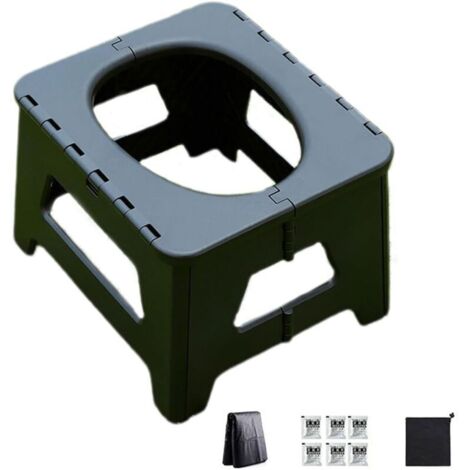Toilettes de camping portables – Toilettes portables pour adultes en camping – Siège compact avec accessoires pour randonnée, tente, voiture, douche de voyage, intimité, camping-car