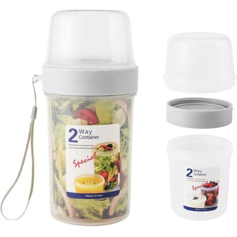 2 boîtes de rangement à double couche, boîtes scellées pour salade de yaourt, boîtes pour aliments pour bébé (1/4)