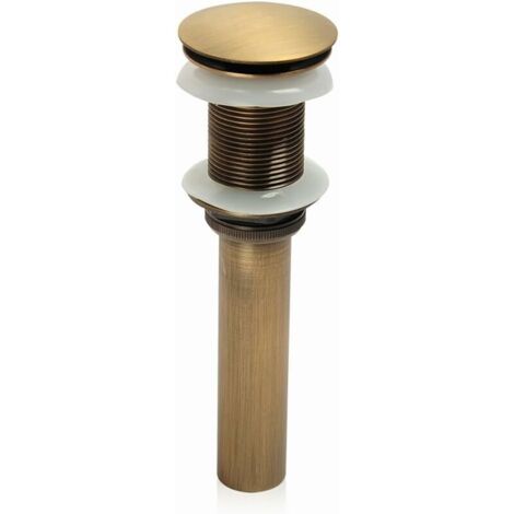Robinet d'évier monobloc push-pull pop-up clicker build plug sans trop-plein (laiton antique) (1/4)