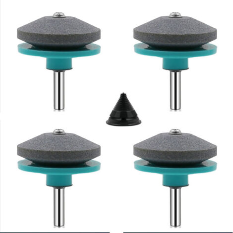 Affilatrice universale per lame per tosaerba, 4 pezzi, affilatrice per tosaerba, accessori per tosaerba con kit di bilanciamento lame da 1 pezzo, (verde e blu) (1/4)
