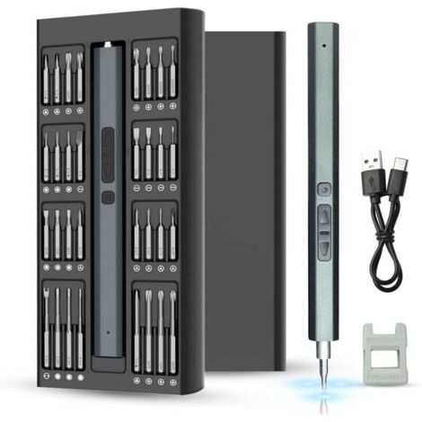 Tournevis Électrique Sans Fil 82 en 1 avec 3 Éclairages LED, Électricien avec 64 Embouts Magnétiques, Tournevis de Précision Rechargeable 200rpm pour Téléphone, Caméra (1/4)