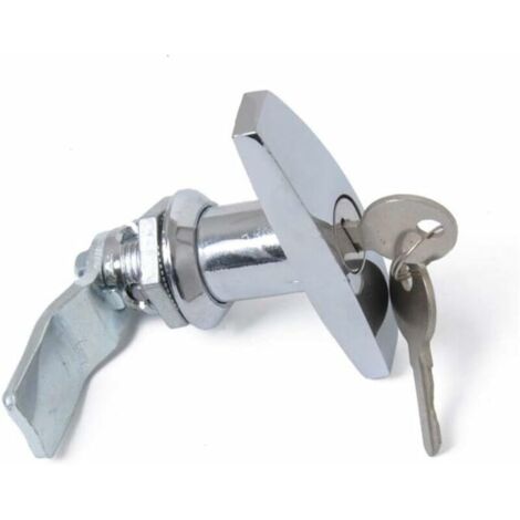 Serrure à Poignée en T avec Clé, Alliage d'Aluminium Loquet de Porte de Remorque Verrouillage de Poignée en T Verrou Universel de Poignée en T pour Trailers Campers,Argent (1/4)