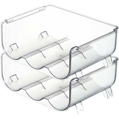 Organisateur de Stockage de Bouteille d'eau 2 Pack Pack de Cuisine empilable de Cuisine et d'organisation Porte-Bouteille en Plastique Porte-Bouteille pour Armoire, 3 Bouteilles