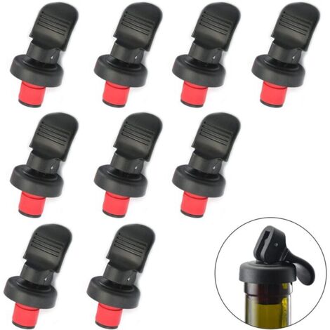 Bouchon de Bouteille avec Levier Étanche Hermétique Bouchons de Vin Bouchon de Bouteille Réutilisable avec système d'étanchéité par Expansion pour les Boissons au Vin et à la Bière 9 PCS（Noir）
