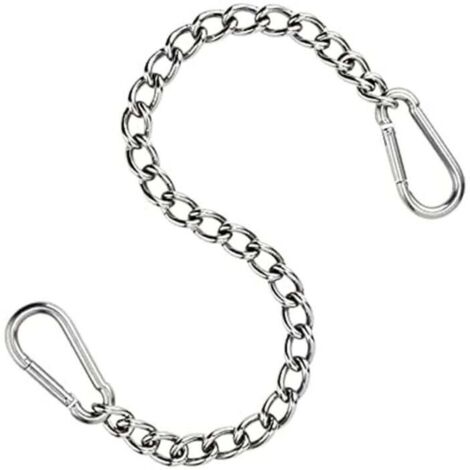 Chaîne de chaise suspendue Ulisem en acier inoxydable 304 - 66 cm - avec deux mousquetons - jusqu'à 250 kg - pour sac de sable - extension de chaise suspendue et hamac (acier inoxydable 304) (1/4)