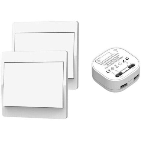 Interrupteur sans Fil, sans Pile, télécommande Murale Va et Vient, Interrupteur Mural Auto alimenté, sans câblage, émetteur pour Panneau Mural (kit à 2 Voies), intérieur extérieur étanche