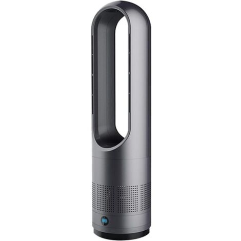 Ventilateur tour sans pales, 18pouces, refroidissement uniquement, 8 vitesses, minuterie de 8 heures, rotation à 80°, affichage LED, adapté aux pièces à domicile et aux bureaux (cendre de titan (1/4)