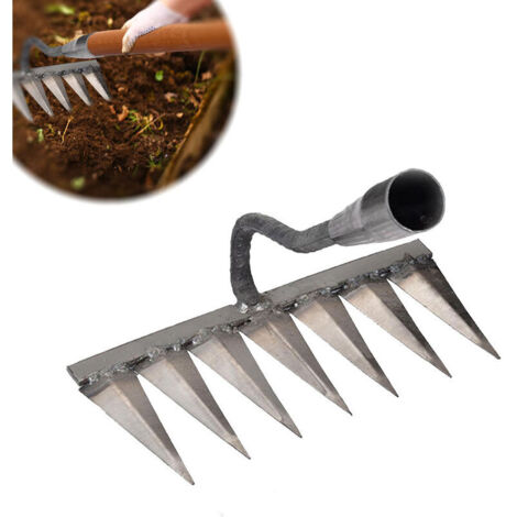 Rateau Jardin, Rateau de Désherbage 7 Dents en Acier, Outillage de Jardin à Main, Scarificateur Manuel Gazon, Houe Jardinage, Outils Jardinage pour Semer, Désherber, Ameublissement du (1/4)