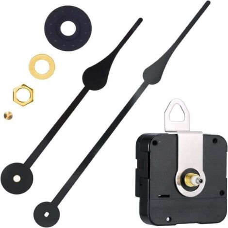 Mécanisme d'horloge à quartz à couple élevé - Fonctionnement à piles - Aiguilles longues - 30 mm de long - Couvercle de batterie - Réparation d' horloge murale (221 mm doré, tige de 30 mm, balayage