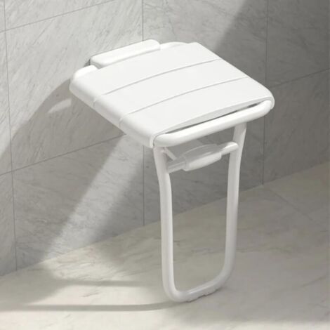 Siège de douche mural, chaise de douche pliable, adapté aux douches intérieures, adapté aux personnes handicapées/âgées, blanc (1/4)