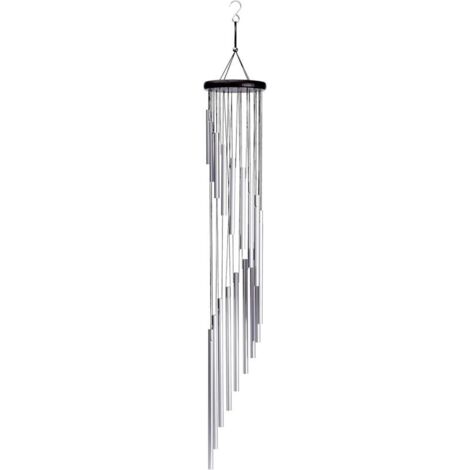 Carillon à Vent en Métal, Décoration de Jardin, Terrasse ou Porche, Cadeau de Noël (Argent) (1/4)