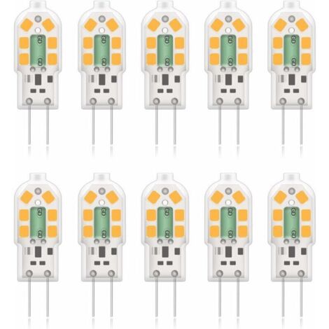 G4 2W LED Ampoule, 20W Ampoules Halogènes équivalentes, Blanc Chaud 3000K,200Lm,12x SMD,12V AC/DC - Pack de 10 [Classe énergétique A+] (1/4)
