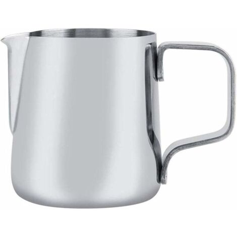 Pot à Lait 100ml, Milk Pitcher en Acier Inoxydable Pot à Lait Faire Mousser Pichet Art Latte Stylet Cuisine Maison Craft Café Latte Lait Pichet pour Cappuccino Et Café Latte (Argent) (1/4)