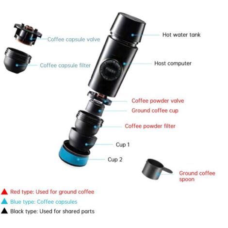 Machine à Café Portable 3 En 1 - Cafetière Expresso Électrique Pour Voiture, Camping Et Voyage 60 Ml