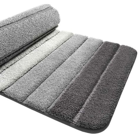 Tapis de Bain Antiderapant,Extra Doux Tapis Salle Bain,Lavable en Machine,Absorbant l'eau,40 x 60 cm,Gris (1/4)