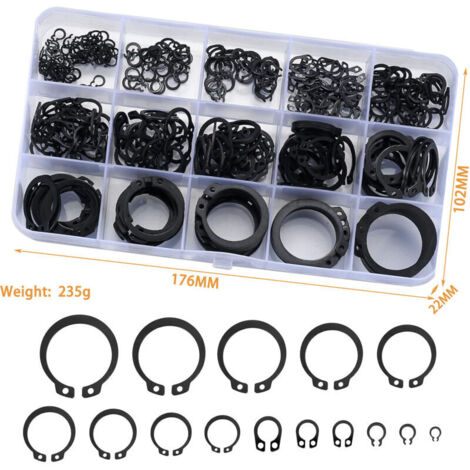 CCLIFE 300PCS E Circlips Circlips En E Assortiment Type E Anneau De Retenue Interne Externe Kit