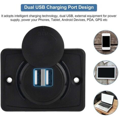 Prise USB C 12V Encastrable Double Charge Rapide PD3.0 QC3.0 - Pour Bateau, Voiture, Camion, Caravane
