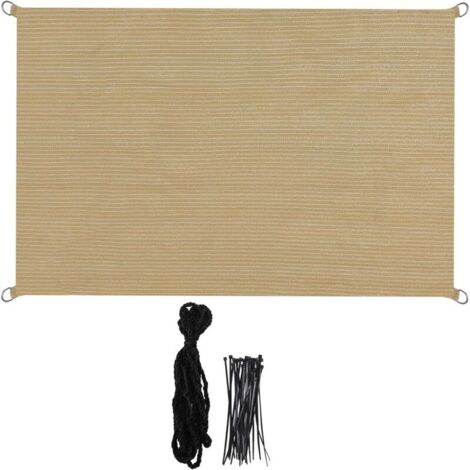 Voile d'ombrage 3x3m Rectangulaire Imperméable à l'eau PES Toile d'ombrage blanc cassé avec 95% de Protection UV pour Patio Extérieur Jardin (1/4)