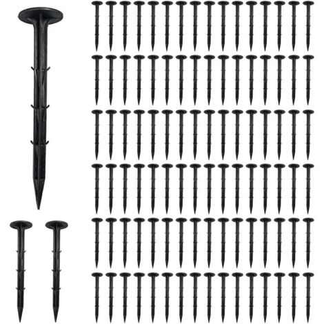 Clous en Film, Piquets de Fixation Plastique Réutilisables pour Jardin, Ancrage de Sol, 15cm, 100 Pcs (1/4)