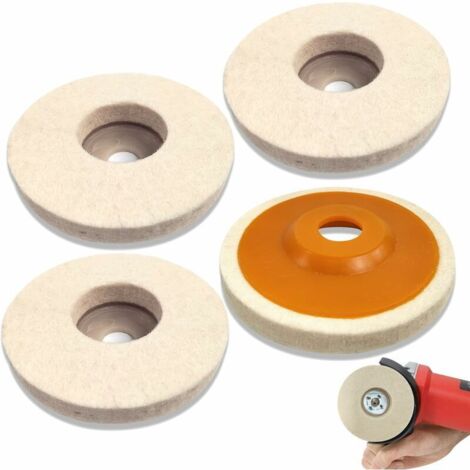 4Pcs Diamètre 125mm Disque de Polissage Meuleuse, Polissage Meuleuse D'angle Bore Dia 22mm, Feutre de Laine Roue de Polissage pour Polissage Verre, Céramique, Plastique, Métal, Marbr