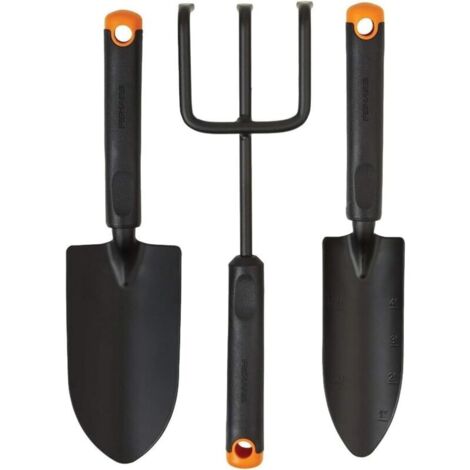 Ensemble d'outils de jardin 3 pièces - pelle, transplantoir, cultivateur, tête en acier antirouille, poignée ergonomique pour la plantation, le creusement et l'aération du sol (1/4)