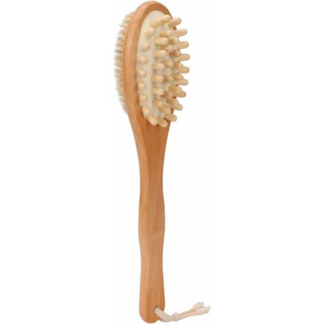 Brosse De Bain Longue 44cm - Pour Le Dos Et Le Gommage - Manche En Bois