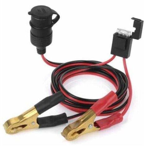 Prise Allume-Cigare De Voiture Femelle 12V 24V A La Batterie Pinces Crocodile Connecteur 2Ft Cable De Charge D'Extension De Pince De Batterie De Voiture (1/4)