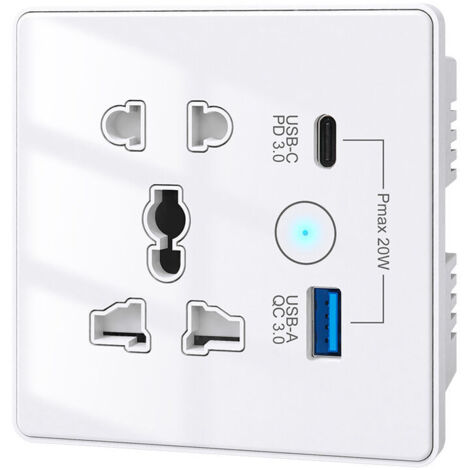 Prise murale intelligente (5 prises + 2 ports USB) compatible avec Alexa, application et commande vocale, compatible avec les prises US/EU/UK, hub requis, 10 A (1/4)