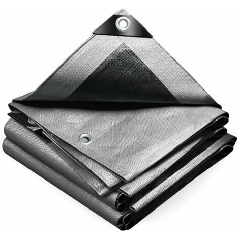 Bâche de Protection en Polyéthylène resistant et impermeable 160g/m² gris et noir 3x4m (1/4)