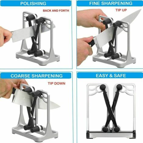 Aiguiseur De Couteaux Automatique 3-en-1 – Lames Droites, Dentelées, Ciseaux – Angle Auto-Ajustable, Gris Facile & Rapide
