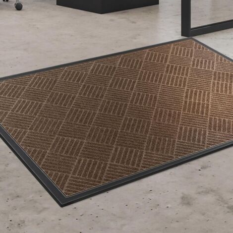 Paillasson, Tapis d'entrée intérieur Paillasson Durable et antidérapant Absorbe l'eau et Ramasse la Saleté Facile à Nettoyer (Brun foncé, 150x90cm) (1/4)