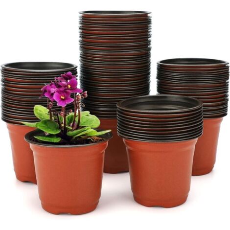 100 pièces contenant 10cm (diamètre) en plastique souple pot de semences pot de semis pot de semis (1/4)