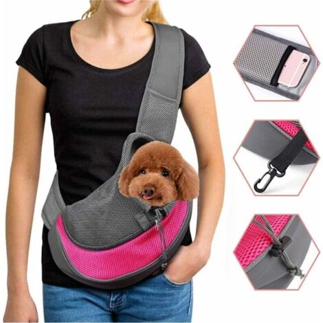 Sac de transport pour animaux de compagnie pour chiens chats mains libres pour sac à bandoulière de voyage en plein air (animaux de moins de 4,1 kg) rose (1/4)