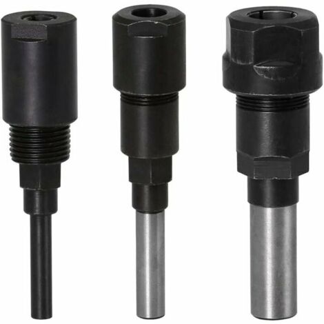 Router Collet Extension Bit de routeur Extension de collet et rognage Découpage Machine de gravure Extender Porte-mandrin de travail du bois Fraise (1/4 Shank+8MM Shank+1/2 Shank)